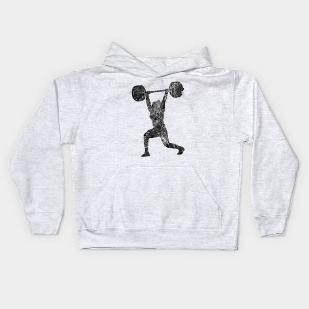 Gym Weightlifter girl black and white Kids Hoodie by Yahya Art